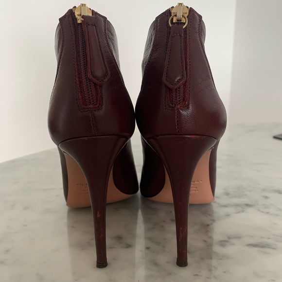 Deep Cherry Red leather AQUAZZURA ankle booties 7.5 - Picture 3 of 7